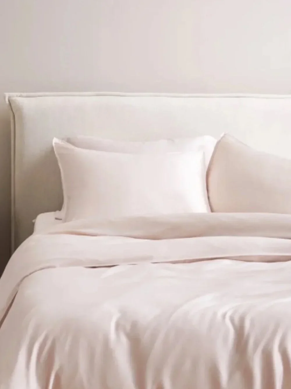 New! Quince Bamboo King Duvet Cover Set with Matching Shams in Soft Blush Pink